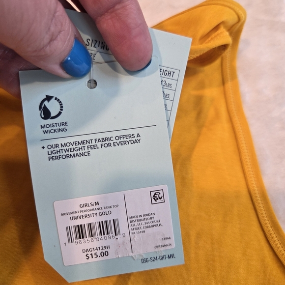 DSG Girls' Movement Performance Tank Top University Gold Medium New Sports - Picture 5 of 9